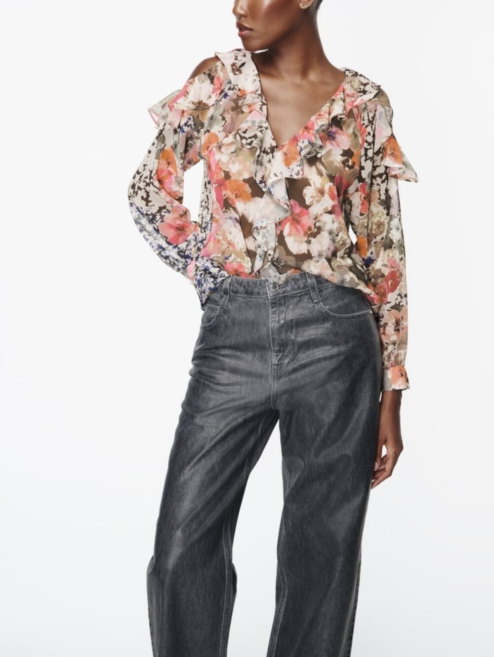 Zara Floral Print Shirt NWT